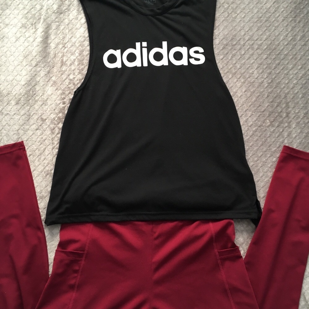 Size L deep red/burgundy leggings size Large!